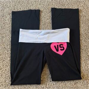 2000s RARE Y2K Victoria’s Secret Pink Heart McBling Foldover Yoga Pants